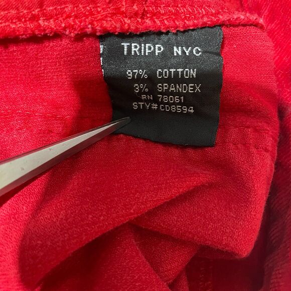 Tripp NYC Red Slim Straight Skinny Corduroy Pants Size 1 - Picture 10 of 12